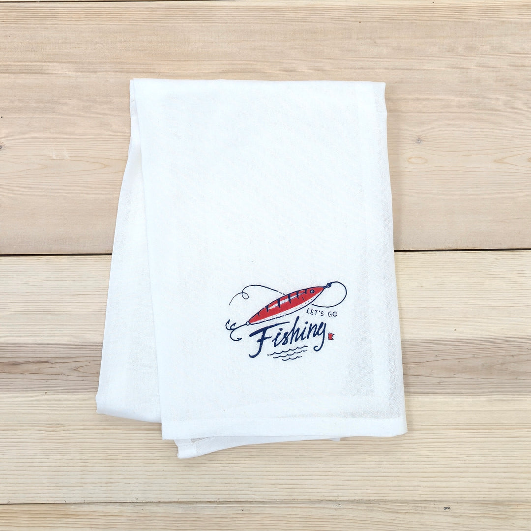 Let's Go Fishing Tea Towel
