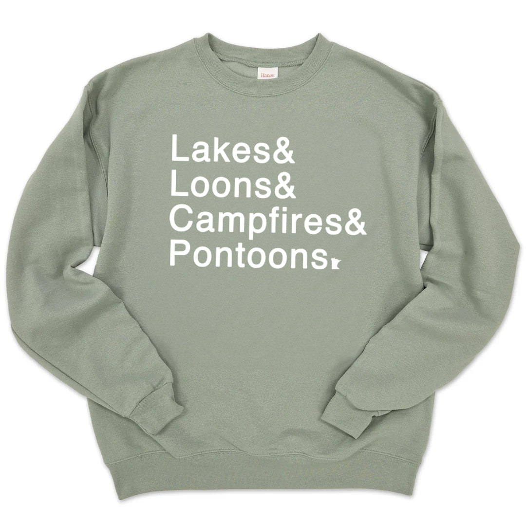 Lakes + Loons Crewneck (Stonewash Green)