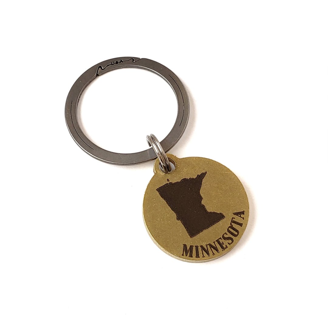 Minnesota Brass Keyround and Tag Keychain