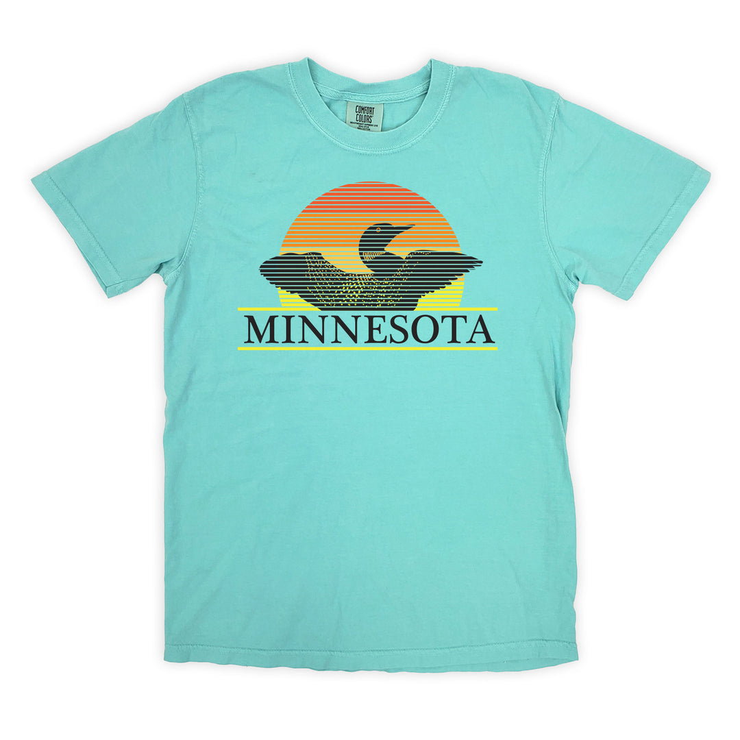 Minnesota Retro Sunset Loon T-Shirt - Teal