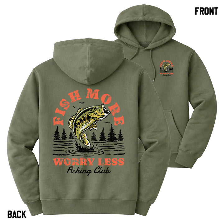 Vintage Fish More Hoodie - Olive Drab Green