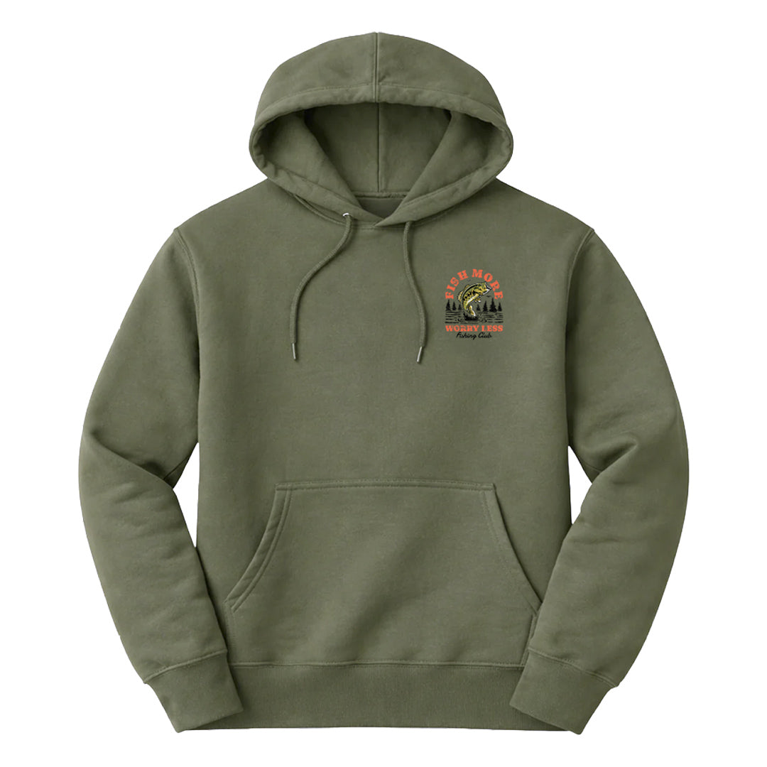 Vintage Fish More Hoodie - Olive Drab Green
