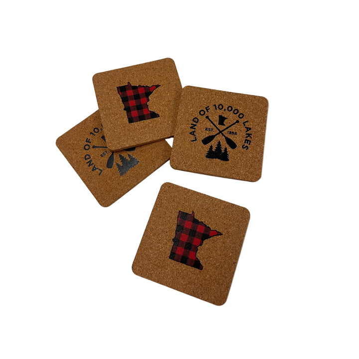 MN Lakes Cork Coaster Set