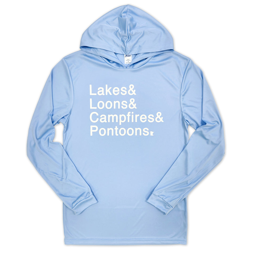 Lakes & Loons Hoodie - UPF 2XLarge / Blue Mist