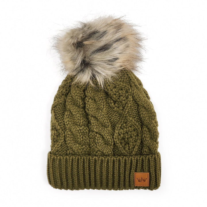 Lodge Fur Pom Hat - Olive Green