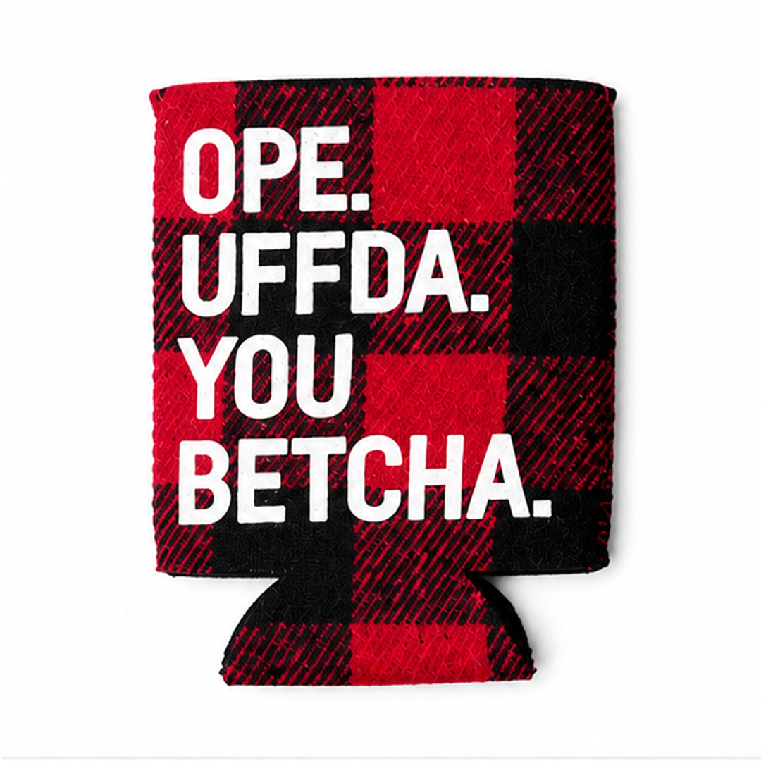 Midwest Sayings Plaid Can Cooler