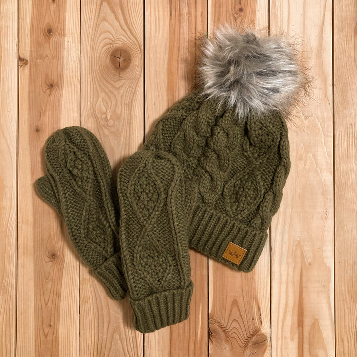 Lodge Fur Pom Hat - Olive Green