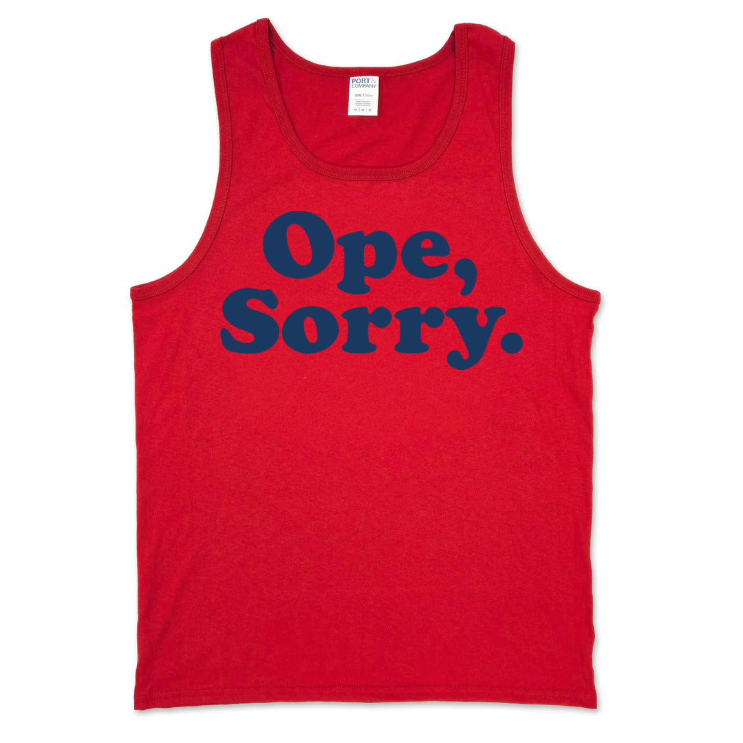 Ope, Sorry Unisex Tank (Red)