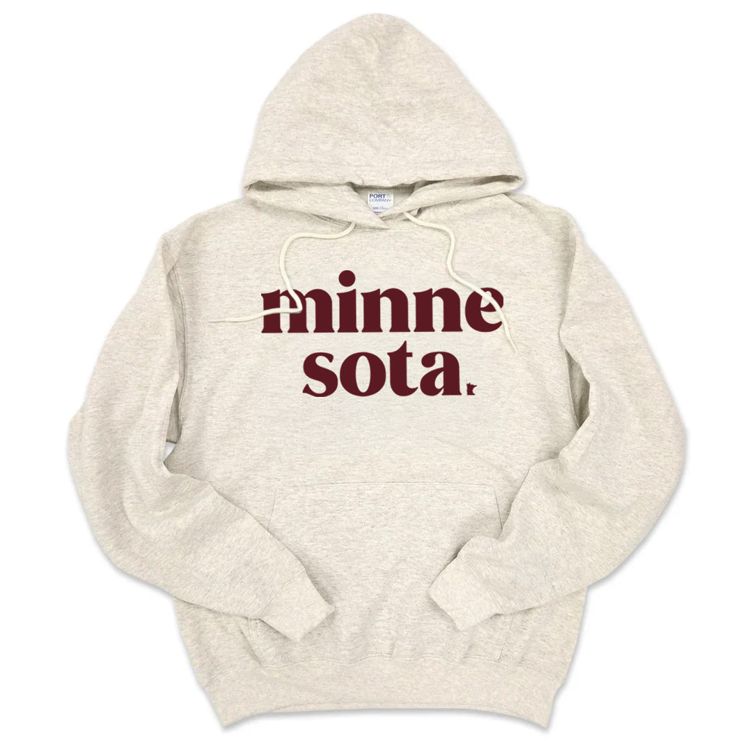 Stacked MN Hoodie (Maroon on Oatmeal)