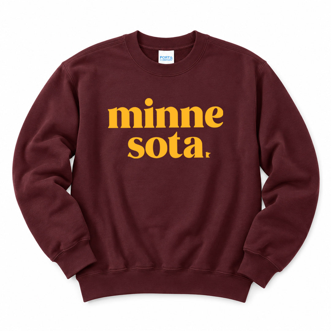 Stacked MN Maroon + Gold Crewneck