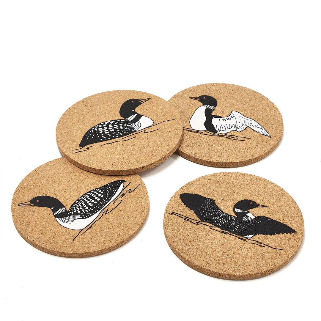 Water Dance Loon Cork Coaster Set