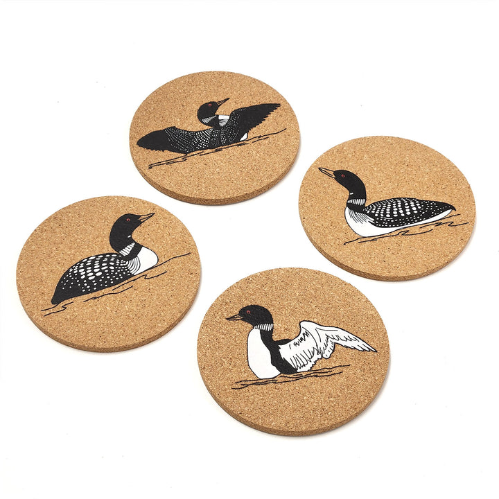 Water Dance Loon Cork Coaster Set