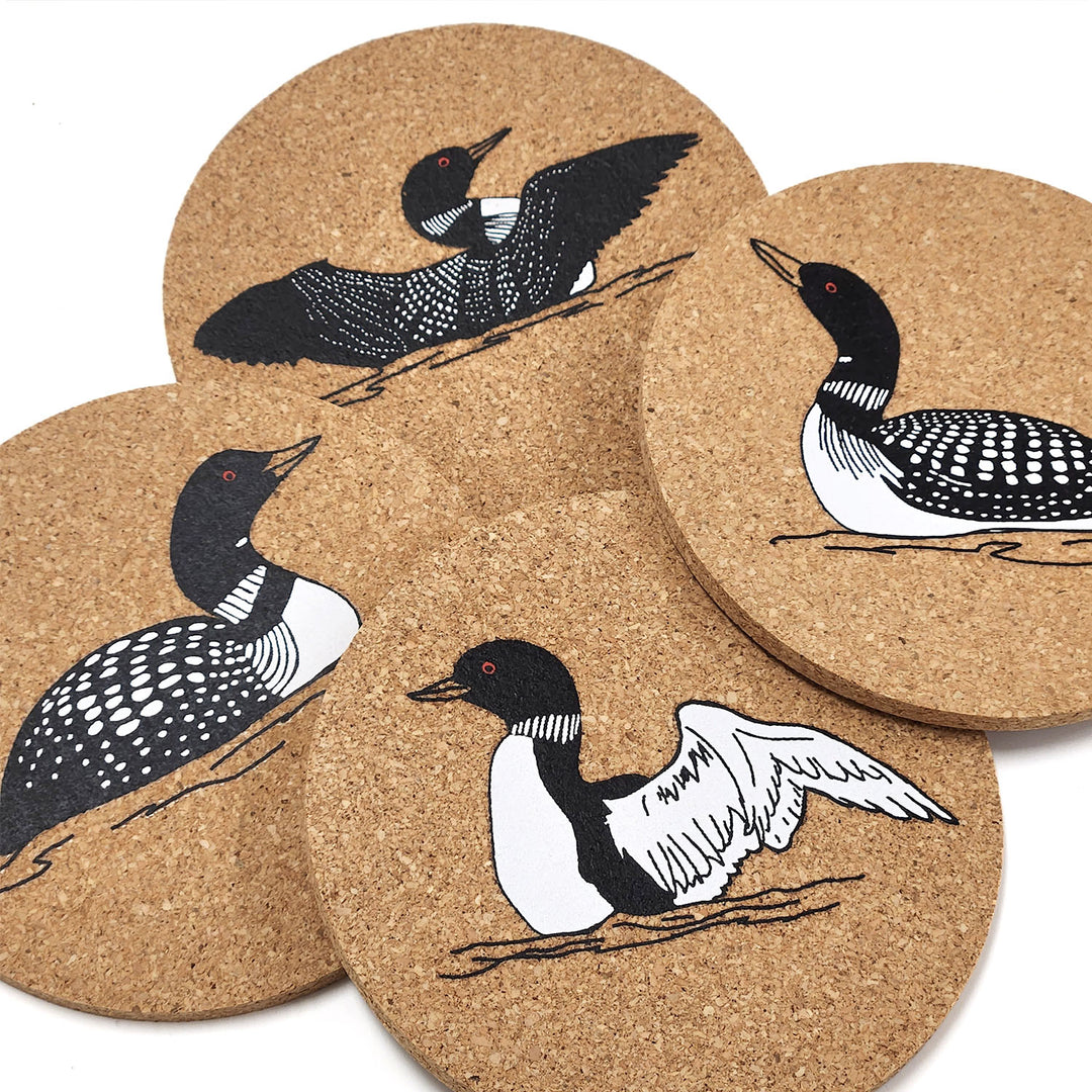 Water Dance Loon Cork Coaster Set