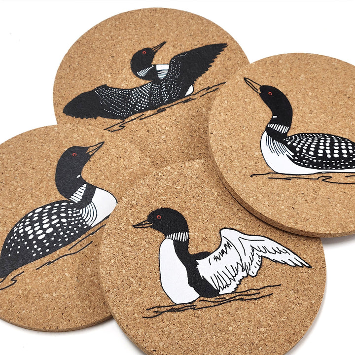 Water Dance Loon Cork Coaster Set