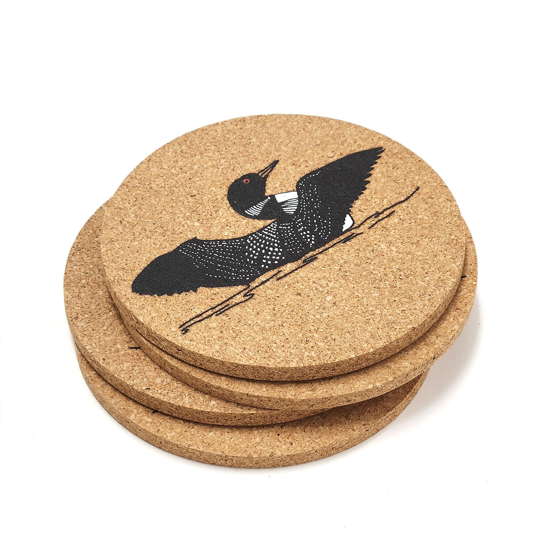 Water Dance Loon Cork Coaster Set