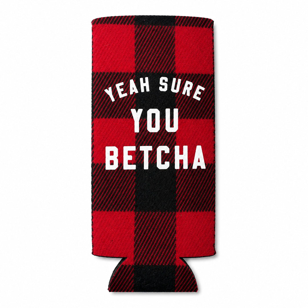 Yeah Sure  Plaid Slim Can Cooler