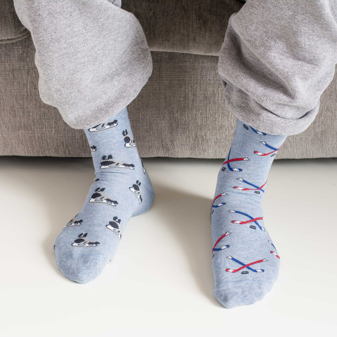 hockey socks with skates and sticks