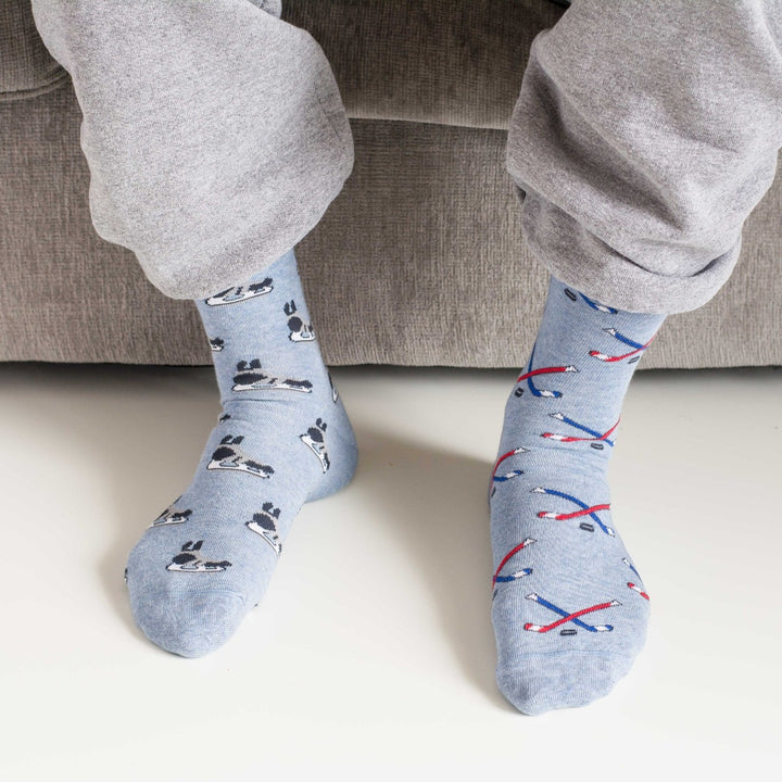 hockey socks with skates and sticks