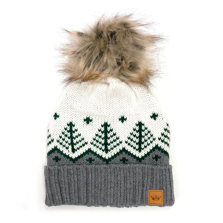 Nordic Fur Pom Hat - Grey