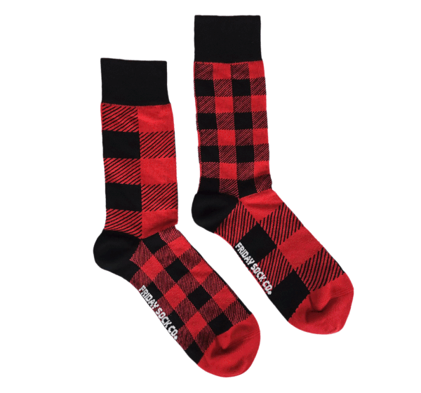 Red Plaid - Mismatched Socks