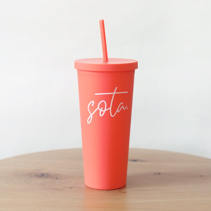 Coral-Colored Minnesota Straw Tumbler