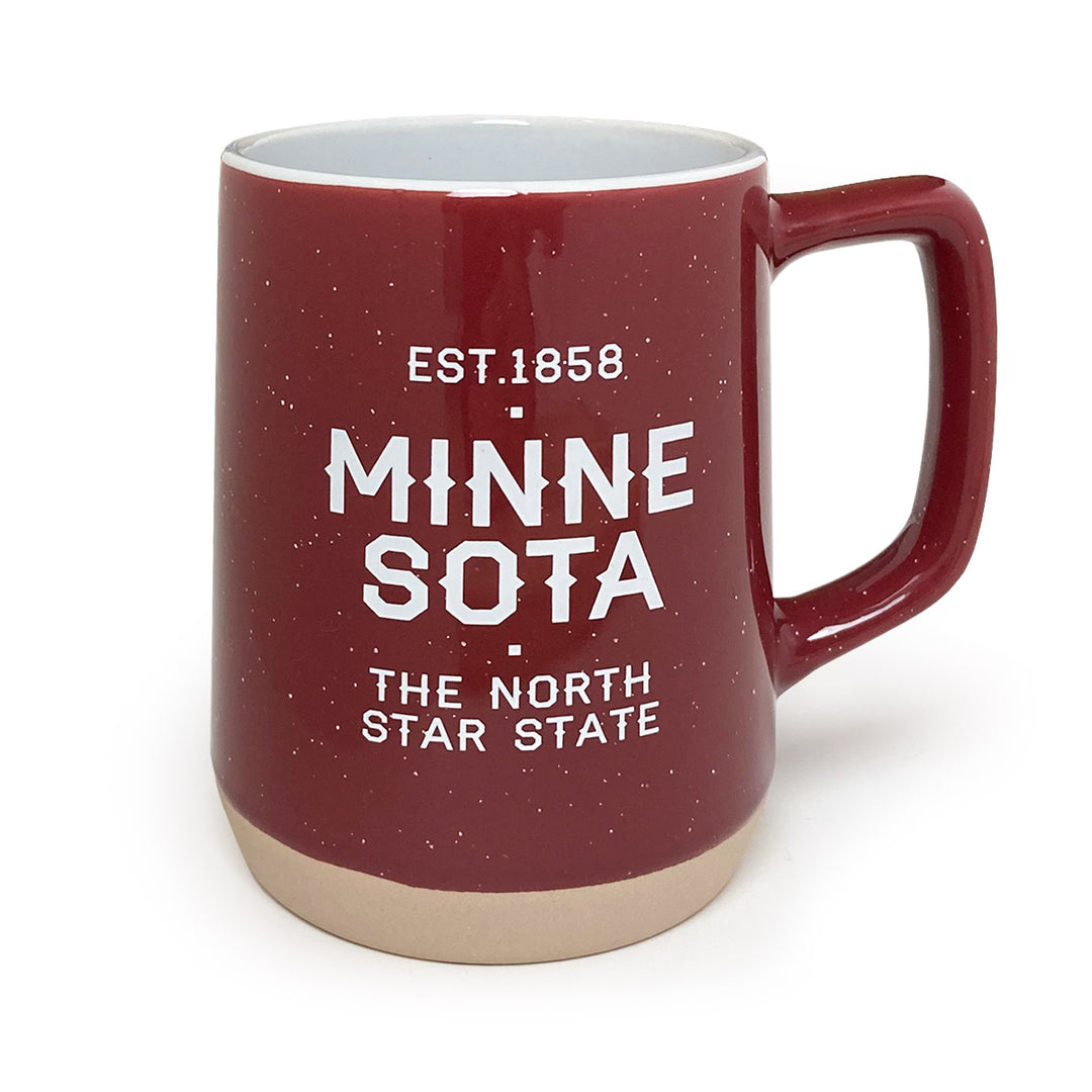 Red Minnesota stoneware mug - unglazed bottom