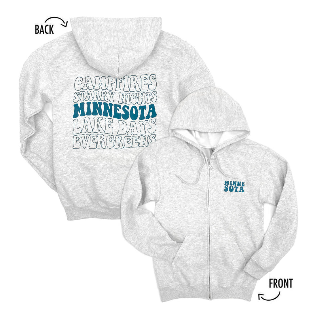 Grey Zipup Hoodie - Minnesota